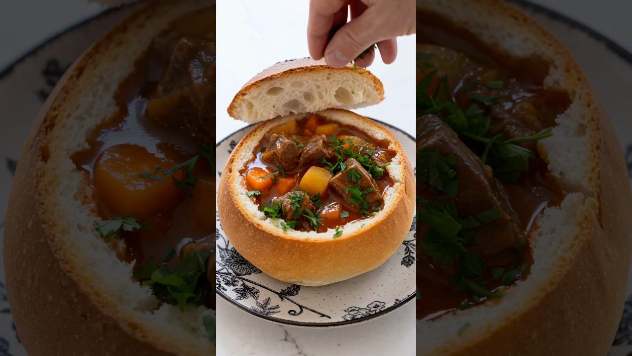 Beef Stew in Homemade Bread Bowls 